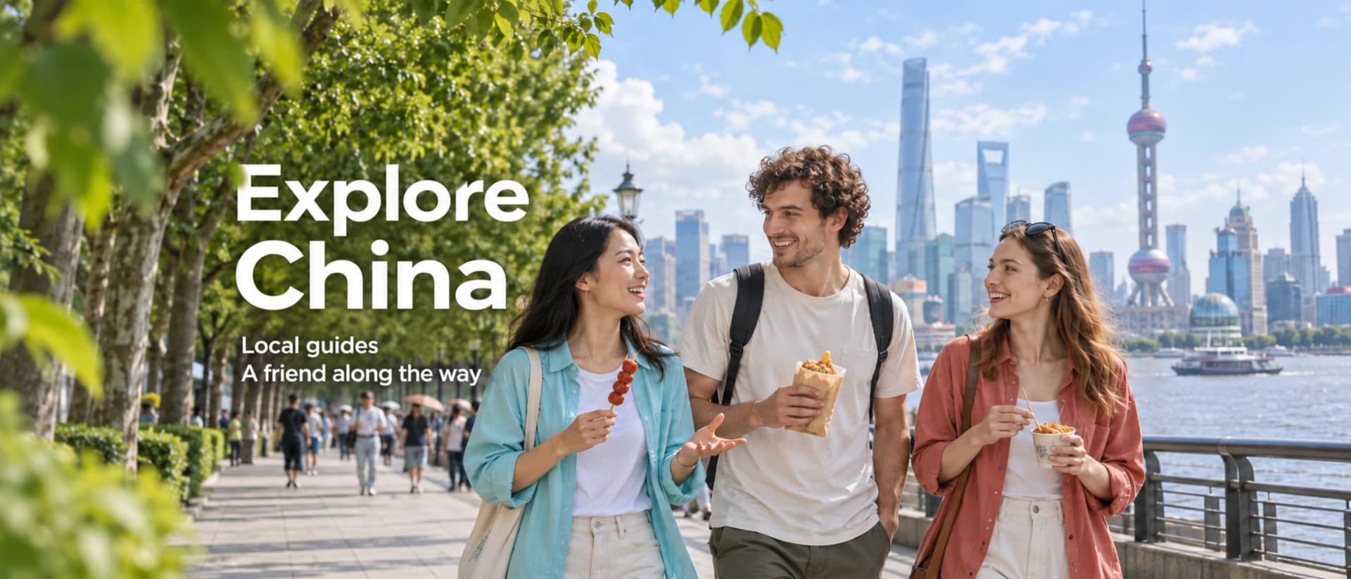 Three travelers in Shanghai; Explore China, local guides, a friend along the way
